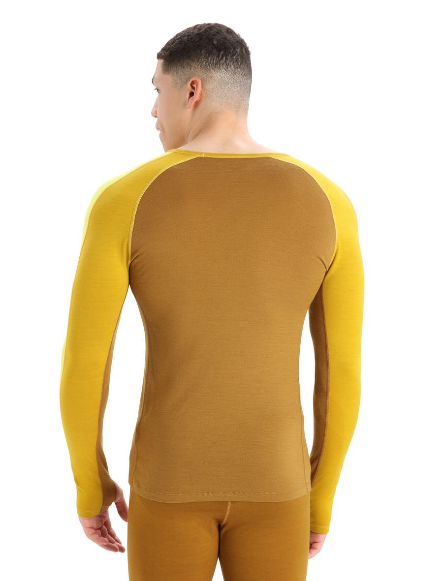 Base Layers Icebreaker 200 ZoneKnit™ Merino Long Sleeve Crewe Męskie Złote | PL 1621UZGT